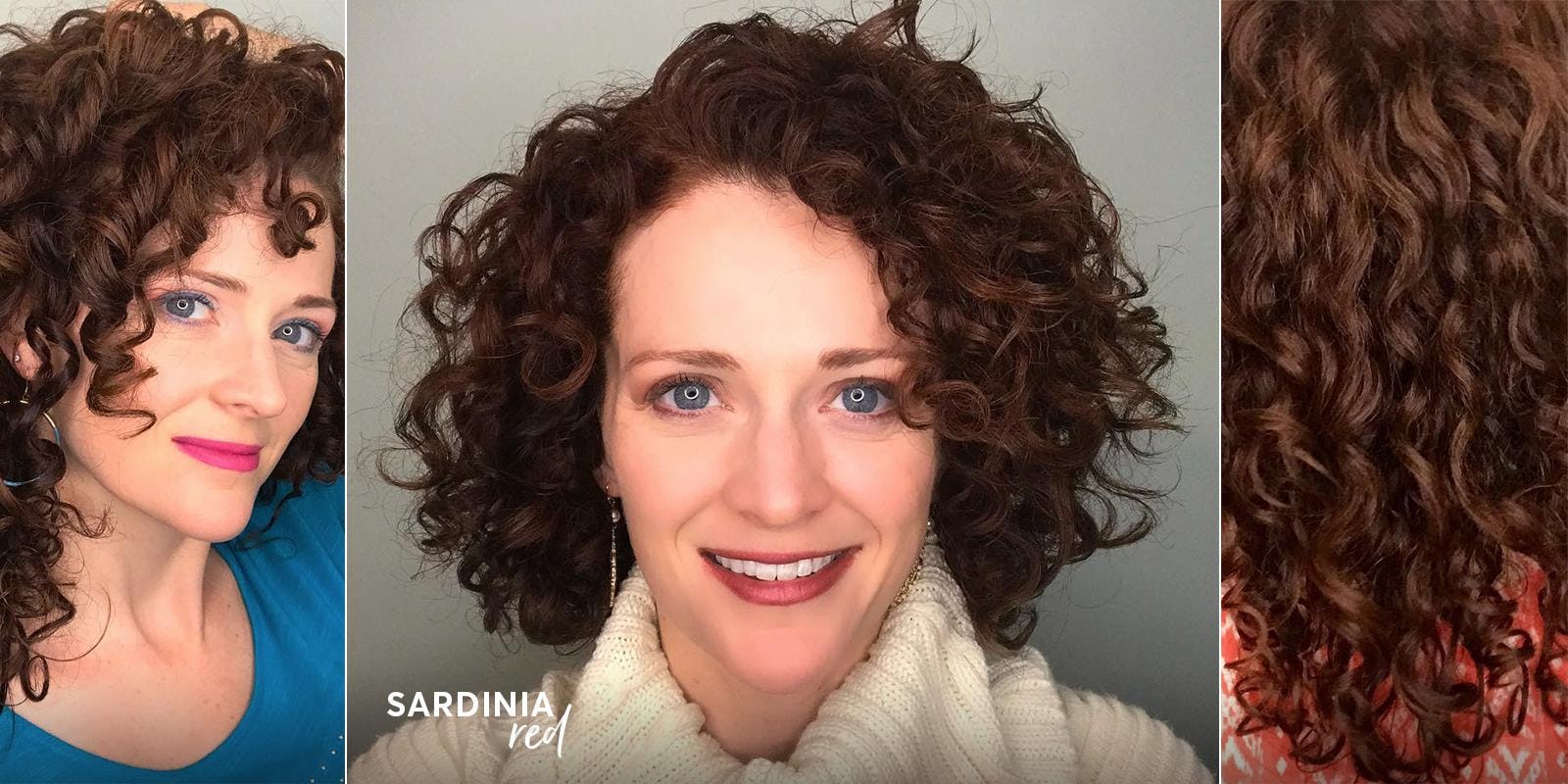 Sardinia red hair color from Madison Reed on curly haired woman
