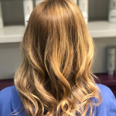 Warm Hair Color with Prosecco Gloss