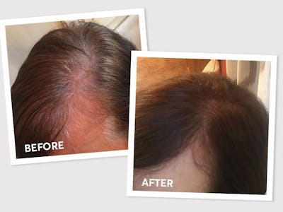 Woman's hair before and after using Madison Reed's Tuscany Brown Hair Color