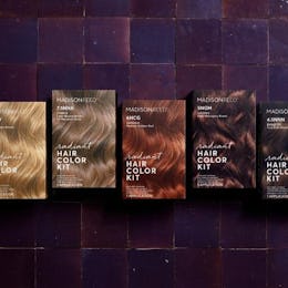 Photograph of Madison Reed Hair Color boxes for blondes, red heads, and brunettes.